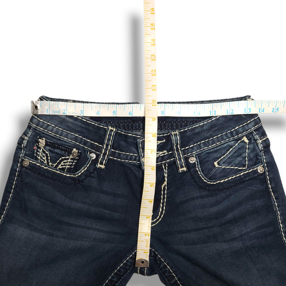 EUC Vigoss Dublin Embellished Low Rise Denim Skinny Jeans Sz. 1/2x31 Dark Wash - Picture 11 of 13